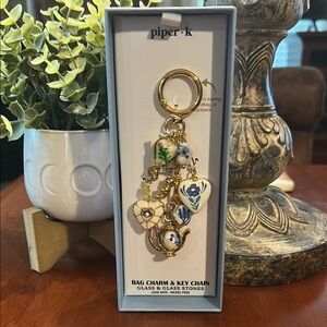 Piper-K Gold and Blue Bag Charm & Key Chain